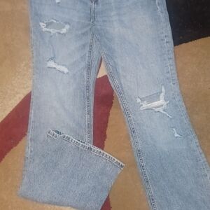 Aeropostale Light Blue Distressed Straight Leg Jeans
